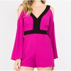 Strut & Bolt Women's Priscilla‎ Color Block Cold Shoulder Jumpsuit Romper Size S